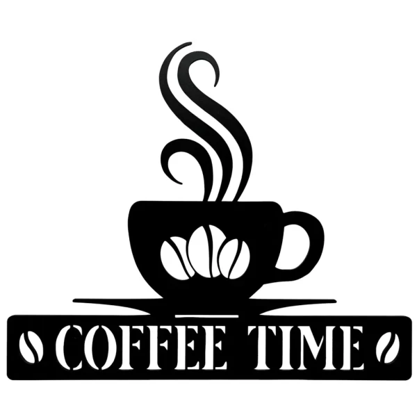 Obraz ażurowy Coffee Time - filiżanka kawy z czarnej płyty HDF 3.webp