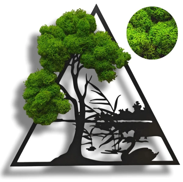 Żywy obraz z mchu chrobotka drzewo Bonsai dekoracja na ścianę