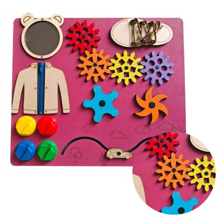 TABLICA MANIPULACYJNA SENSORYCZNA MONTESSORI RÓŻOWA