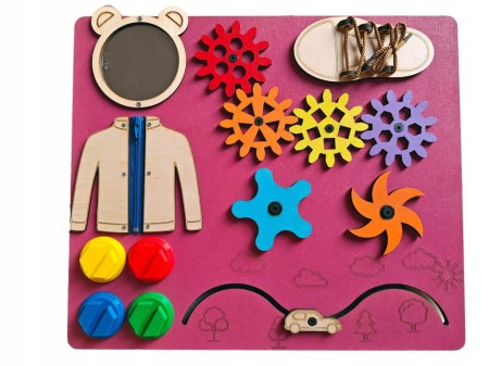 TABLICA MANIPULACYJNA SENSORYCZNA MONTESSORI RÓŻOWA