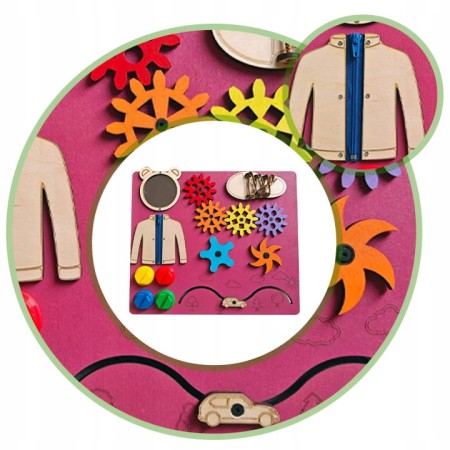 TABLICA MANIPULACYJNA SENSORYCZNA MONTESSORI RÓŻOWA