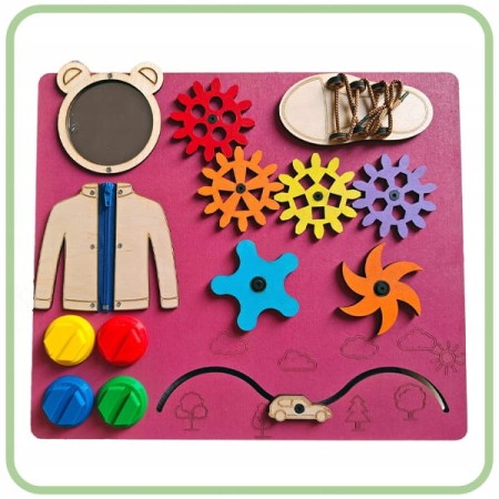 TABLICA MANIPULACYJNA SENSORYCZNA MONTESSORI RÓŻOWA