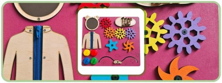 TABLICA MANIPULACYJNA SENSORYCZNA MONTESSORI RÓŻOWA