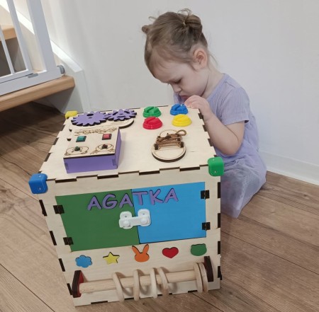 Kostka manipulacyjna sensoryczna Montessori Tablica Personalizowana DUŻA