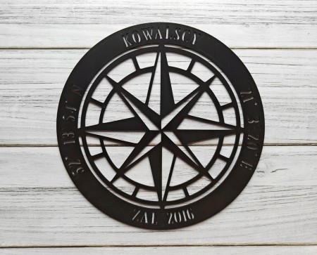 Obraz Ażurowy Różą wiatrów Personalizowane Ozdoba Ścienna Dekoracja 30 cm