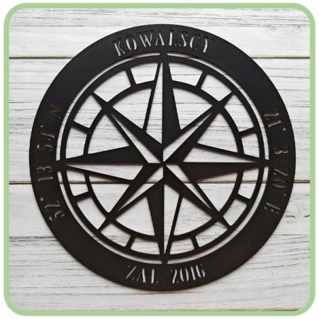 Obraz Ażurowy Różą wiatrów Personalizowane Ozdoba Ścienna Dekoracja 30 cm
