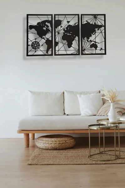 Obraz Ażurowy Ozdoba Ścienna MAPA Do Salonu Pokoju Dekoracja na ścianę 72cm