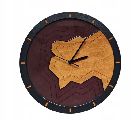 Zegar Ścienny Unikalny Żywica Drewno Modern Czarny CIchy