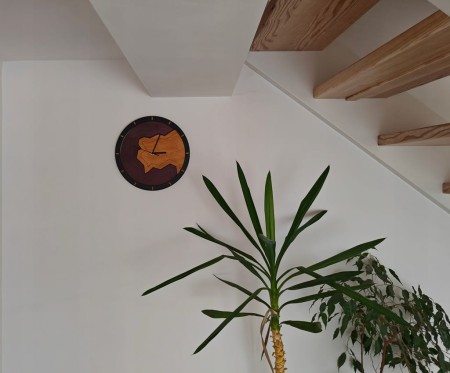 Zegar Ścienny Unikalny Żywica Drewno Modern Czarny CIchy