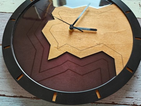 Zegar Ścienny Unikalny Żywica Drewno Modern Czarny CIchy