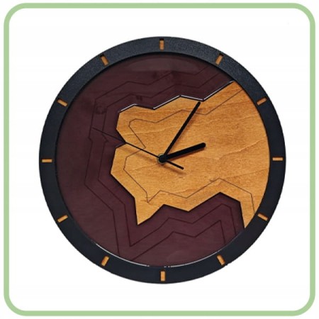 Zegar Ścienny Unikalny Żywica Drewno Modern Czarny CIchy