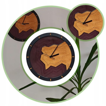 Zegar Ścienny Unikalny Żywica Drewno Modern Czarny CIchy