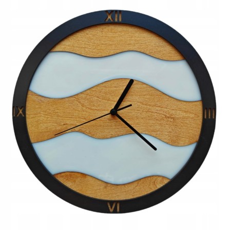 Zegar Ścienny Unikalny Żywica Drewno Biały Cichy