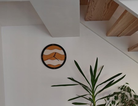 Zegar Ścienny Unikalny Żywica Drewno Biały Cichy