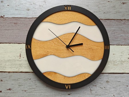 Zegar Ścienny Unikalny Żywica Drewno Biały Cichy