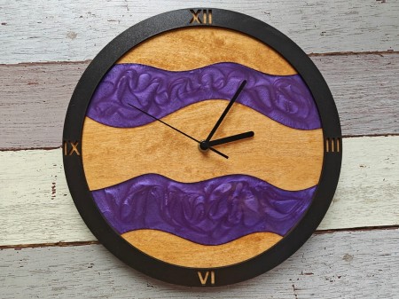 Zegar Ścienny Unikalny Żywica Drewno Fioletowy Cichy