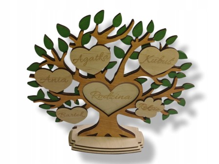 Drzewo rodzinne RODZINA PREZENT Ozdoba serca Imiona Imię PERSONALIZOWANA
