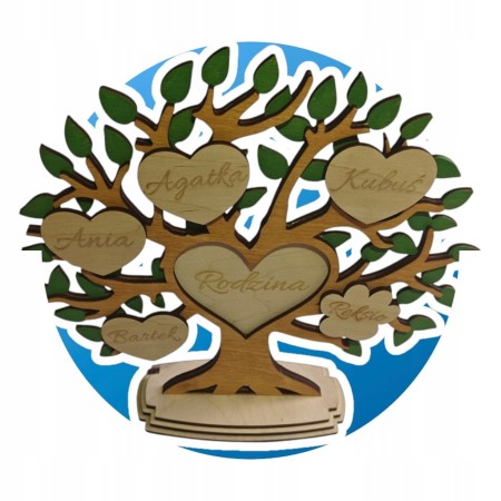 Drzewo rodzinne RODZINA PREZENT Ozdoba serca Imiona Imię PERSONALIZOWANA