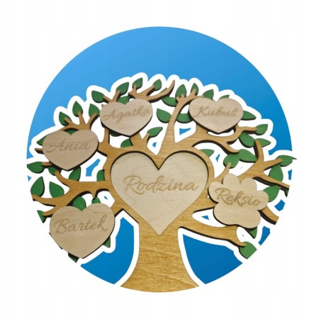 Drzewo rodzinne RODZINA PREZENT Ozdoba serca Imiona Imię PERSONALIZOWANA
