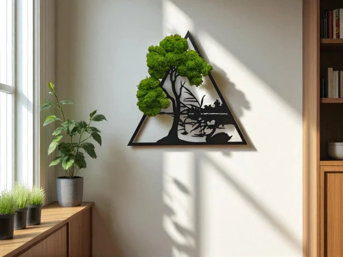 Żywy obraz z mchu chrobotka Bonsai dekoracja na ścianę