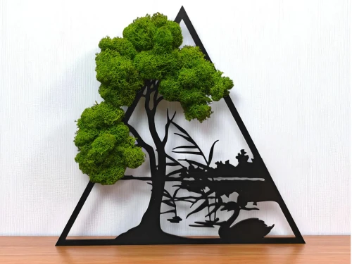 Żywy obraz z mchu chrobotka drzewo Bonsai dekoracja na ścianę