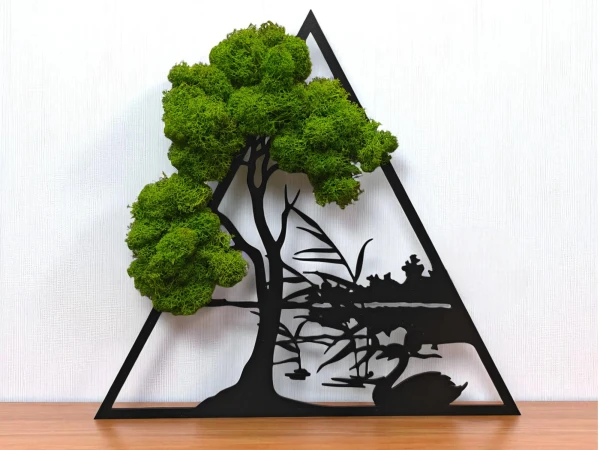 Żywy obraz z mchu chrobotka drzewo Bonsai dekoracja na ścianę