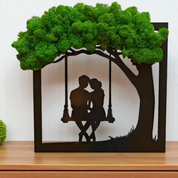 Żywy obraz z mchu chrobotka drzewo Bonsai dekoracja na ścianę