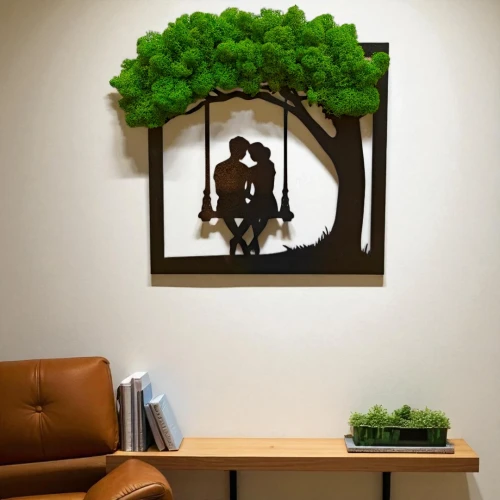 Żywy obraz z mchu chrobotka drzewo Bonsai dekoracja na ścianę