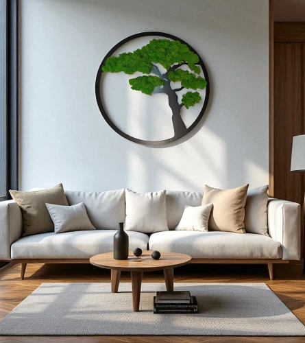 Żywy obraz z mchu chrobotka drzewo Bonsai dekoracja na ścianę