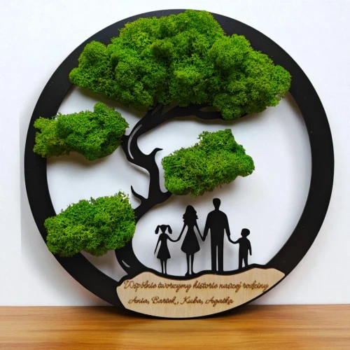 Żywy obraz z mchu chrobotka drzewo Bonsai dekoracja na ścianę personalizowany