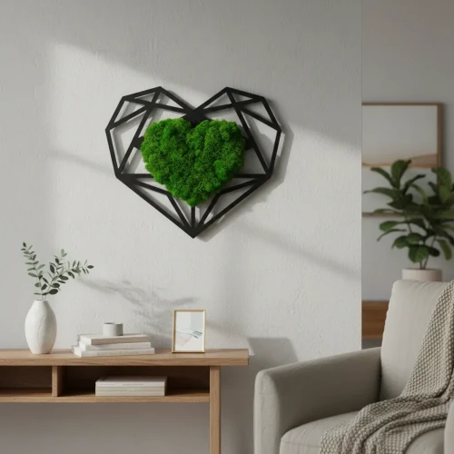 Obraz Serce z Mchu Chrobotka Loft