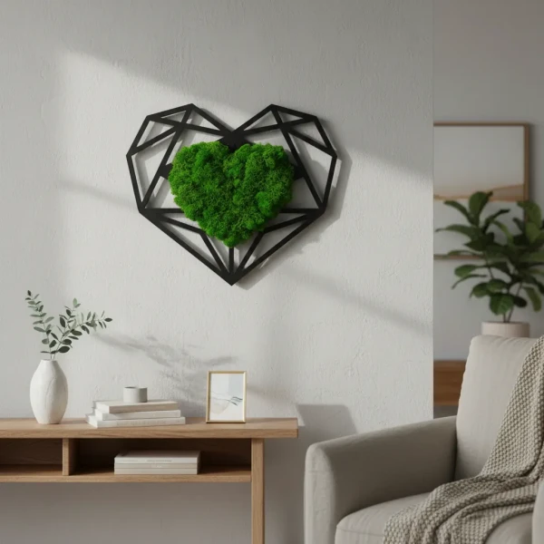 Obraz Serce z Mchu Chrobotka Loft