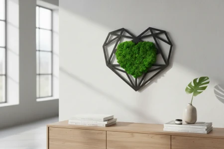 Obraz Serce z Mchu Chrobotka Loft