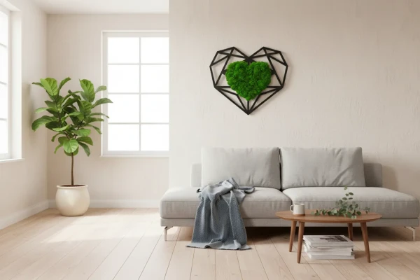 Obraz Serce z Mchu Chrobotka Loft