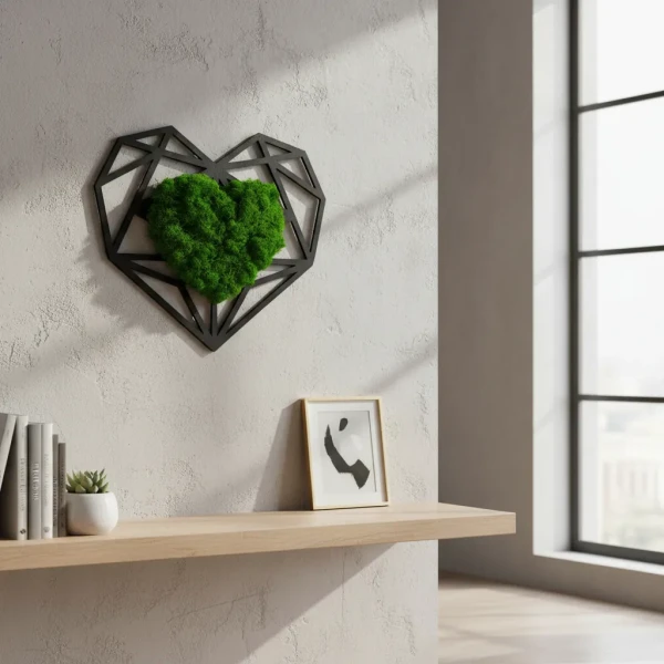 Obraz Serce z Mchu Chrobotka Loft