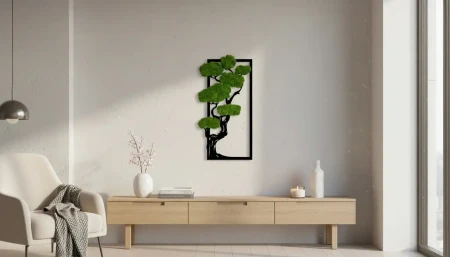 Obraz z Mchu Chrobotka Drzewo 60x30 | Żywa Dekoracja 3D | FabART