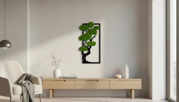 Obraz z Mchu Chrobotka Drzewo 60x30 | Żywa Dekoracja 3D | FabART
