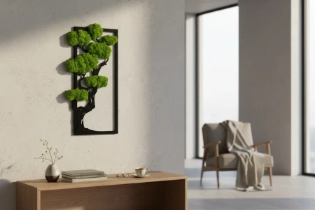 Obraz z Mchu Chrobotka Drzewo 60x30 | Żywa Dekoracja 3D | FabART