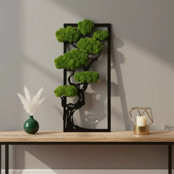 Obraz z Mchu Chrobotka Drzewo 60x30 | Żywa Dekoracja 3D | FabART