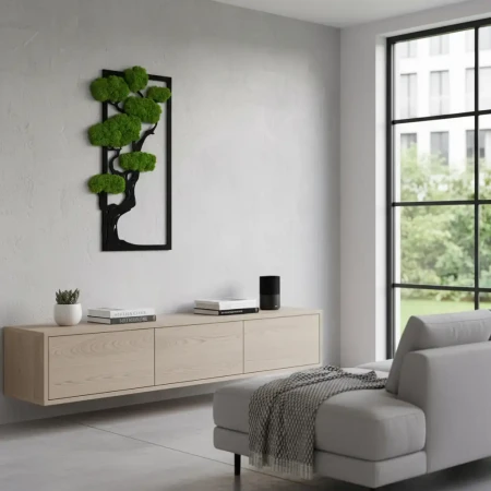 Obraz z Mchu Chrobotka Drzewo 60x30 | Żywa Dekoracja 3D | FabART