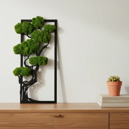 Obraz z Mchu Chrobotka Drzewo 60x30 | Żywa Dekoracja 3D | FabART