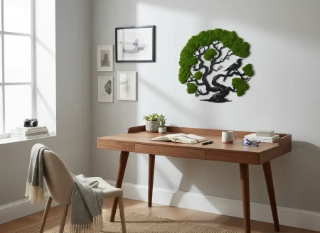 Żywy Obraz z Mchu Chrobotka Drzewo z Ptakiem 3D | 2 Rozmiary | FabART