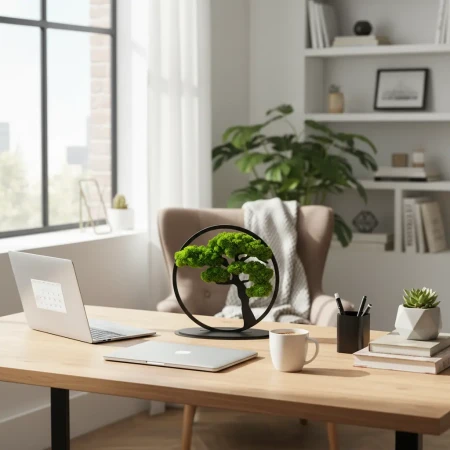 Stojący Obraz z Mchu Chrobotka Bonsai 24x24 cm | Na Biurko | FabART