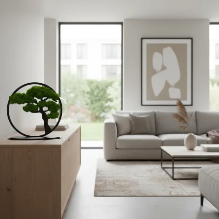 Stojący Obraz z Mchu Chrobotka Bonsai 24x24 cm | Na Biurko | FabART