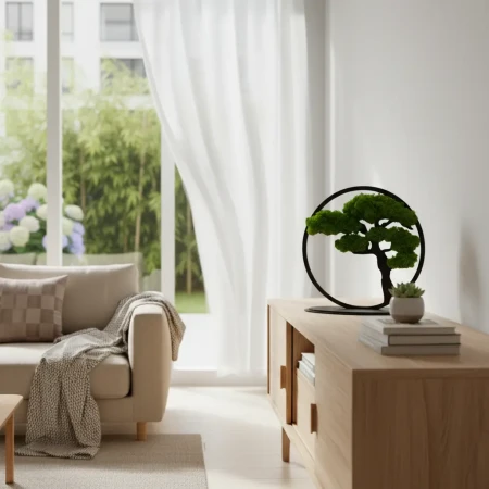 Stojący Obraz z Mchu Chrobotka Bonsai 24x24 cm | Na Biurko | FabART