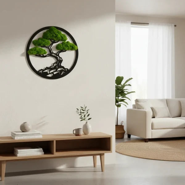Geometryczne Bonsai z Mchu (Koło 35/50cm) | Obraz 3D Loft | FabART
