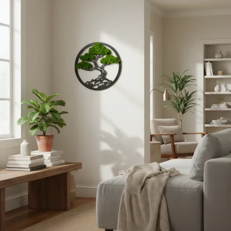 Geometryczne Bonsai z Mchu (Koło 35/50cm) | Obraz 3D Loft | FabART