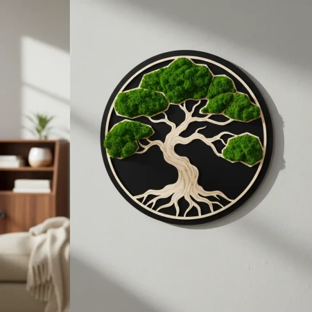 Ekskluzywny Obraz z Mchu Bonsai | Sklejka, Wosk i HDF | FabART Premium