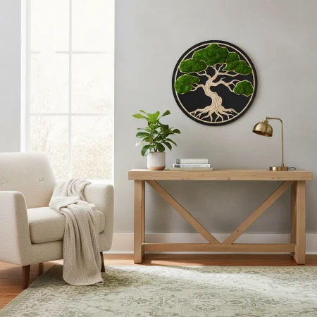 Ekskluzywny Obraz z Mchu Bonsai | Sklejka, Wosk i HDF | FabART Premium