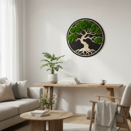 Ekskluzywny Obraz z Mchu Bonsai | Sklejka, Wosk i HDF | FabART Premium